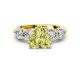 Yellow gold Fancy Yellow Heart  Cut Five-Stone Prong Set Diamond Ring with Classic Band_32