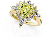 Yellow gold Fancy Yellow Heart Cut Halo Diamond Cluster Ring with Marquise and Round Stones on a White Gold Band with Prong Setting_1