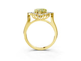 Yellow gold Fancy Yellow Heart Cut Halo Diamond Cluster Ring with Marquise and Round Stones on a White Gold Band with Prong Setting_3