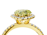 Yellow gold Fancy Yellow Heart  Cut Halo Diamond Engagement Ring with Pave Band and Four-Prong Setting_24