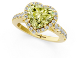 Yellow gold Fancy Yellow Heart  Cut Halo Diamond Engagement Ring with Pave Band and Four-Prong Setting_29