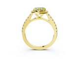 Yellow gold Fancy Yellow Heart  Cut Halo Diamond Engagement Ring with Pave Band and Four-Prong Setting_31