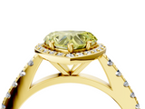 Yellow gold Fancy Yellow Heart  Cut Halo Diamond Engagement Ring with Pave Band and Four-Prong Setting_32