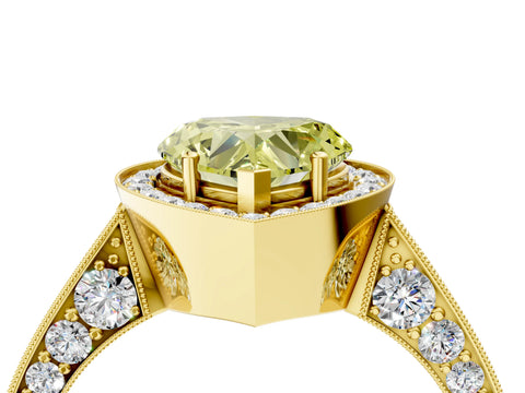 Yellow gold Fancy Yellow Heart Cut Halo Diamond Engagement Ring with Split Shank Band and Four-Prong Setting_4