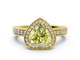 Yellow gold Fancy Yellow Heart  Cut Halo Diamond Pave Band Ring with Four-Prong Setting_44