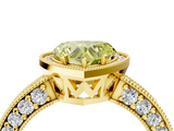 Yellow gold Fancy Yellow Heart  Cut Halo Diamond Pave Band Ring with Four-Prong Setting_48