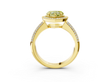 Yellow gold Fancy Yellow Heart  Cut Halo Diamond Pave Band with Four-Prong Setting_40