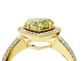 Yellow gold Fancy Yellow Heart  Cut Halo Diamond Pave Band with Four-Prong Setting_41
