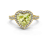 Yellow gold Fancy Yellow Heart Cut Halo Diamond Pave Band with Prong Setting