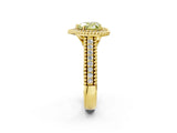 Yellow gold Fancy Yellow Heart Cut Halo Diamond Ring with Beaded Split Shank and Four-Prong Setting_2