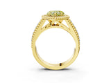 Yellow gold Fancy Yellow Heart Cut Halo Diamond Ring with Beaded Split Shank and Four-Prong Setting_3