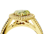 Yellow gold Fancy Yellow Heart Cut Halo Diamond Ring with Beaded Split Shank and Four-Prong Setting_4