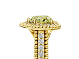 Yellow gold Fancy Yellow Heart Cut Halo Diamond Ring with Beaded Split Shank and Four-Prong Setting_5