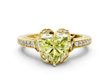 Yellow gold Fancy Yellow Heart  Cut Halo Diamond Ring with Channel Set Band and Four-Prong Setting_32