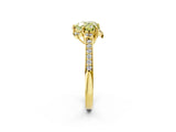Yellow gold Fancy Yellow Heart  Cut Halo Diamond Ring with Channel Set Band and Four-Prong Setting_34