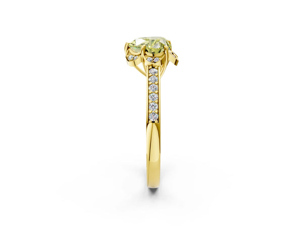 Yellow Gold Heart-Shaped Floral Petal Engagement Ring Setting for Fancy Yellow Center