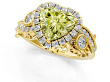 Yellow gold Fancy Yellow Heart Cut Halo Diamond Ring with Milgrain and Bezel Accents on a Split Shank Band_13