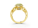 Yellow gold Fancy Yellow Heart Cut Halo Diamond Ring with Milgrain and Bezel Accents on a Split Shank Band_15