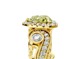 Yellow gold Fancy Yellow Heart Cut Halo Diamond Ring with Milgrain and Bezel Accents on a Split Shank Band_17