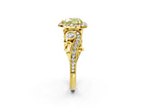 Yellow gold Fancy Yellow Heart Cut Halo Diamond Ring with Milgrain and Bezel Accents on a Split Shank Band_26