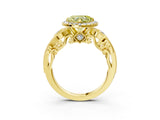 Yellow gold Fancy Yellow Heart Cut Halo Diamond Ring with Milgrain and Bezel Accents on a Split Shank Band_27