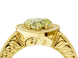 Yellow gold Fancy Yellow Heart  Cut Halo Diamond Ring with Pavé Band and Four-Prong Setting_56