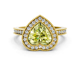 Yellow gold Fancy Yellow Heart  Cut Halo Diamond Ring with Pavé Band and Milgrain Prong Setting_33