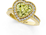 Yellow gold Fancy Yellow Heart  Cut Halo Diamond Ring with Pavé Band and Milgrain Prong Setting_34