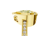 Yellow gold Fancy Yellow Heart  Cut Halo Diamond Ring with Pavé Band and Milgrain Prong Setting_38
