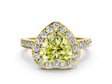 Yellow gold Fancy Yellow Heart Cut Halo Diamond Ring with Pavé Band and Three-Prong Setting_12