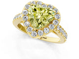 Yellow gold Fancy Yellow Heart Cut Halo Diamond Ring with Pavé Band and Three-Prong Setting_13