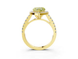 Yellow gold Fancy Yellow Heart Cut Halo Diamond Ring with Pavé Band and Three-Prong Setting_15