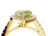Yellow gold Fancy Yellow Heart Cut Halo Diamond Ring with Pavé Band and Three-Prong Setting_16
