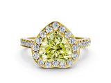 Yellow gold Fancy Yellow Heart Cut Halo Diamond Ring with Pavé Band and Three-Prong Setting_24