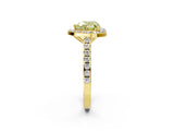 Yellow gold Fancy Yellow Heart Cut Halo Diamond Ring with Pavé Band and Three-Prong Setting_26