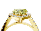 Yellow gold Fancy Yellow Heart Cut Halo Diamond Ring with Pavé Band and Three-Prong Setting_28