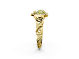 Yellow gold Fancy Yellow Heart  Cut Halo Diamond Ring with Scrollwork Band and Four-Prong Setting_74