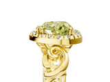 Yellow gold Fancy Yellow Heart  Cut Halo Diamond Ring with Scrollwork Band and Four-Prong Setting_77