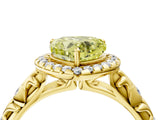 Yellow gold Fancy Yellow Heart Cut Halo Diamond Solitaire with Filigree Band and Four-Prong Setting_4