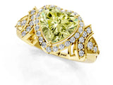 Yellow gold Fancy Yellow Heart Cut Halo Diamond Split Shank Engagement Ring with Four-Prong Setting_1