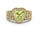 Yellow gold Fancy Yellow Heart Cut Halo Diamond Split Shank Ring with Prong Setting_12