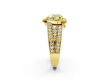 Yellow gold Fancy Yellow Heart Cut Halo Diamond Split Shank Ring with Prong Setting_14