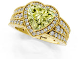 Yellow gold Fancy Yellow Heart Cut Halo Diamond Split Shank Ring with Prong Setting_19