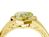 Yellow gold Fancy Yellow Heart Cut Halo Diamond Split Shank Ring with Prong Setting_22