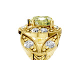 Yellow gold Fancy Yellow Heart Cut Halo Milgrain Diamond Engagement Ring with Leaf Band and Four-Prong Setting_5