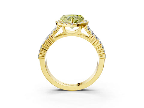 Yellow gold Fancy Yellow Heart Cut Halo Pavé Diamond Engagement Ring with Split Shank and Four-Prong Setting_6