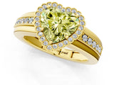 Yellow gold Fancy Yellow Heart  Cut Halo Pave Band Four-Prong Ring_50