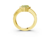 Yellow gold Fancy Yellow Heart  Cut Halo Pave Band Four-Prong Ring_52