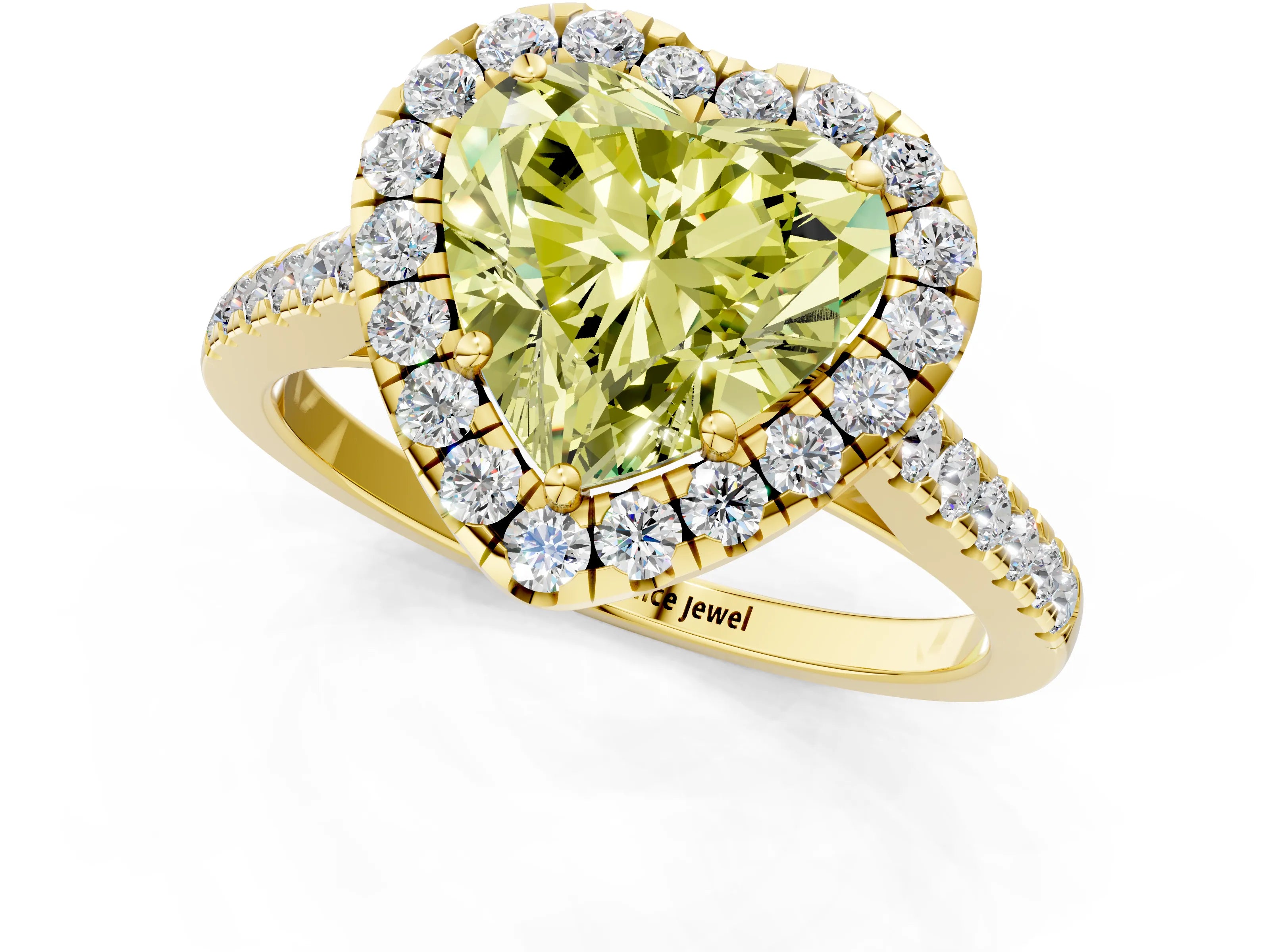 Yellow gold Fancy Yellow Heart Cut Halo Pave Diamond Engagement Ring with Four-Prong Setting_1