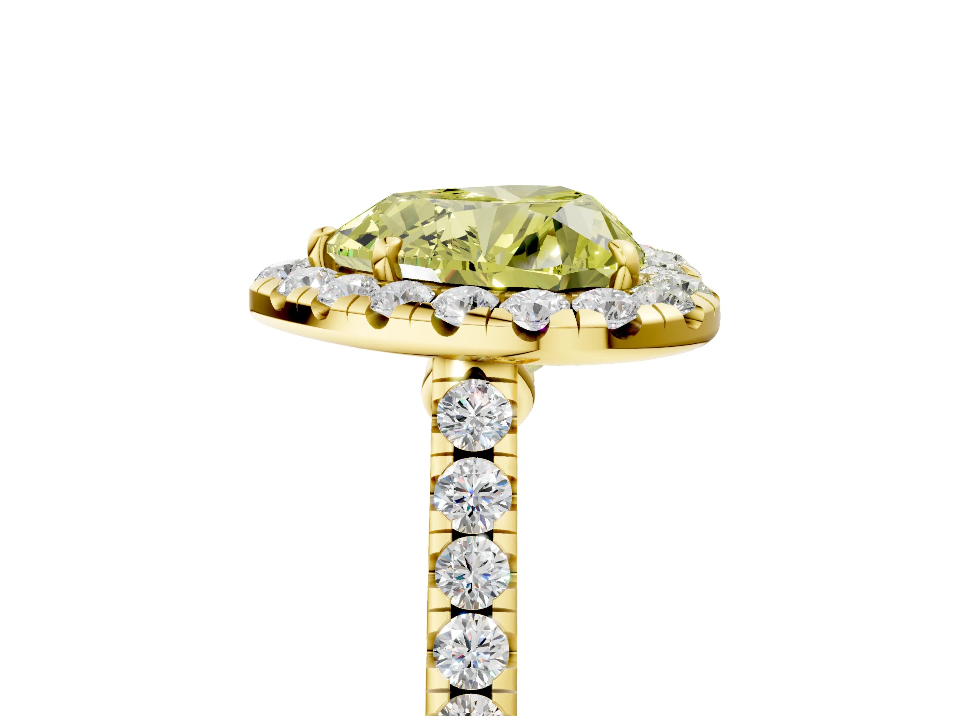Yellow gold Fancy Yellow Heart Cut Halo Pave Diamond Engagement Ring with Four-Prong Setting_5